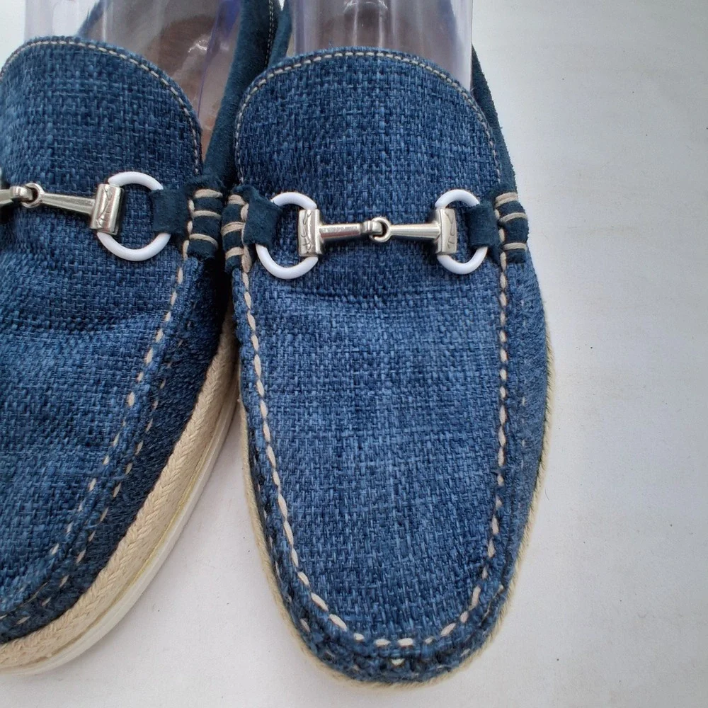 Martin Dingman Shoes Mens 8.5 M Blue Braided Bit Loafers Slip on Drivers